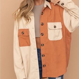 Two-Tone Button-Up Jacket